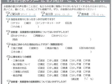 満足度は95％！