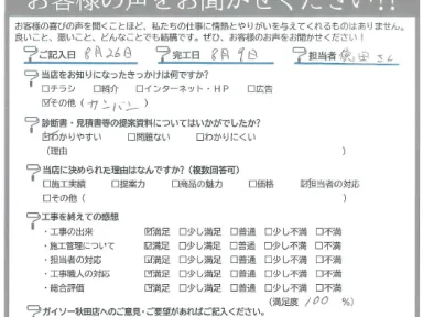 大変ていねいな作業をしてもらった